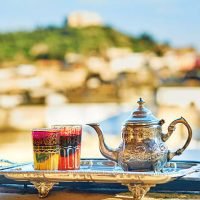 Traditional Moroccan mint tea with sweets